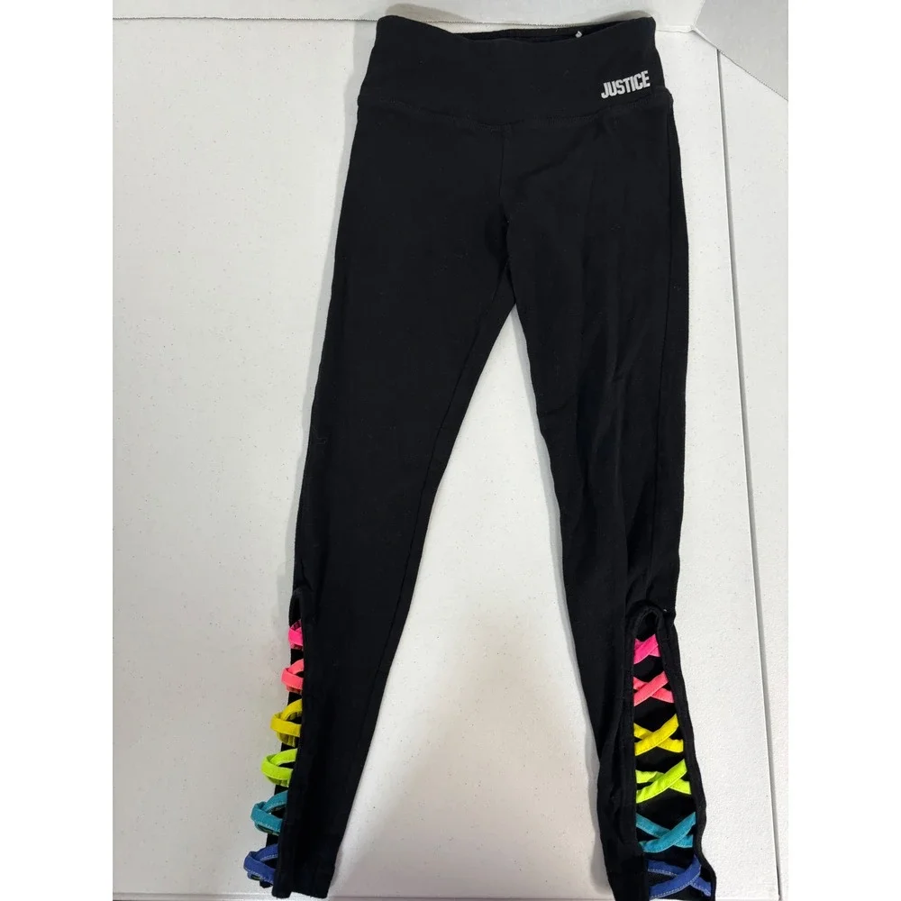 Justice Arizona RBX Girls Leggings Bundle Size 7/8 Black Red Gray 4 Pairs